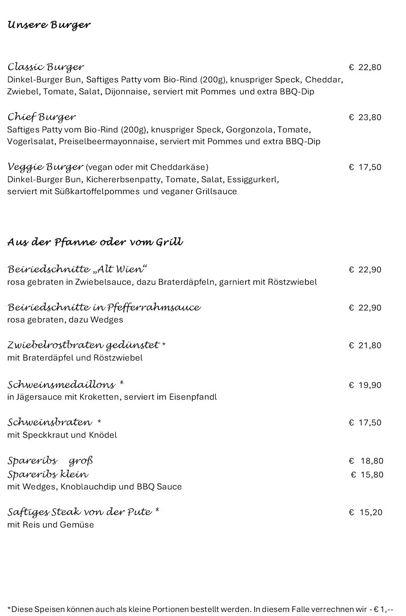 Speisekarte Landgasthaus Demel Oktober 2026